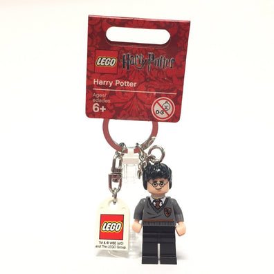 Harry Potter Gryffindor Crest Key Chain with Lego Logo Tile, Modified 3 x 2 Curved with Hole